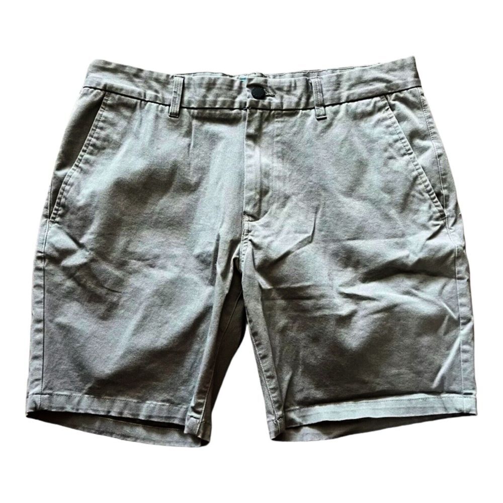 Taylrd Mens Shorts Size 35 Slim Fit Flat Front Chino Khaki‎ Business Casual